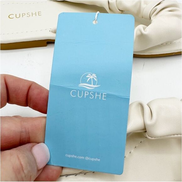 Y2K Cream Ruched Flip Flop Flat Slip-On Sandals New US 8 EUR 38 - Picture 12 of 12